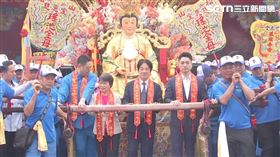 ▲賴清德、蔣萬安、劉世芳19日出席2025年台北母娘文化季「羅天大醮米龍開光暨保民繞境嘉年華起駕儀式」。（圖／翻攝畫面）