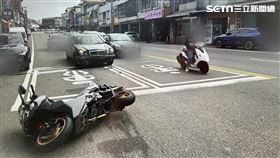 ▲酒駕,重機,賓士,苗栗,無照,累犯,車禍。（圖／翻攝畫面）