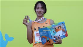 ▲甲高中女將楊玫玫今天在全中運高女組100公尺決賽，以11秒73摘金。（圖／114年全中運執委會提供） 