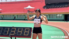 ▲新北市明德高中國中部二年級林子婕，在全中運國女100公尺跨欄，以13秒48摘金，再度打破由自己所保持的U18全國紀錄。（圖／記者蔡厚瑄攝影）