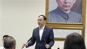 ▲國民黨主席朱立倫23日下午在中常會致詞。（圖／記者蘇晏男攝影）