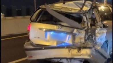 車尾撞爛照開上國道　網驚：戰區回來的？