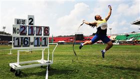 ▲桃園市桃園高中「神力女超人」江靜緣24日在全中運高女組鉛球決賽，擲出16公尺11，再破大會紀錄奪金。（圖／114全中運執委會提供）