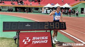 ▲臺中市萬和國中陳羿岑在全中運女子200公尺決賽跑出24秒07，再度刷新先前自己在準決賽締造的大會紀錄。（圖／記者蔡厚瑄攝影）