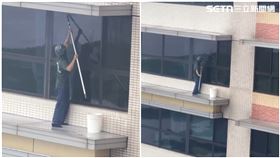 獨家／清潔工10幾樓「高空無防護」洗外牆！住戶轟：出事我們變凶宅（圖／住戶提供）