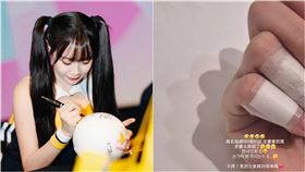 ▲PS女孩見面會，韓籍成員邊荷律簽名簽到手指破皮。（圖／宏將多利安提供、翻攝自邊荷律IG）