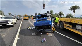 高公局,屏東,竹田,高雄,事故,貨車,事故,車禍,翻車▲圖片描述。（圖／翻攝畫面）