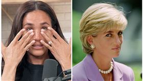 梅根在Podcast節目上講到兒女落淚，並表示很想親自見已故婆婆黛安娜王妃（右圖）一面。（翻攝jamiekernlima IG、X@lovewalesfamily）