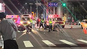 2輛黃牌重機對撞車禍事故現場。（圖／蔡姓民眾授權提供） 