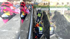 新／白沙屯媽急行 70歲信徒恍神摔2米深溝(圖/翻攝畫面)