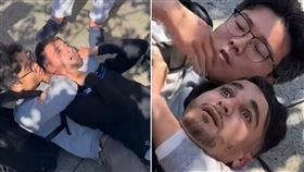 到歐洲遭小偷！中國男暴怒抓人　緊勒賊頸「逾1分鐘不鬆手」（組合圖／翻攝自微博）