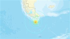 阿根廷外海7.5強震　圖／翻攝自USGS