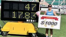 ▲台灣鉛球好手江靜緣在日本靜岡國際賽鉛球決賽擲出17公尺83，將前輩林家瑩高懸10年的17公尺48全國紀錄送入歷史。（圖／田徑協會提供） 