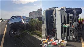 高雄,車禍,車流,聯結車,國道,楠梓,交流道▲圖片描述。（圖／翻攝畫面）