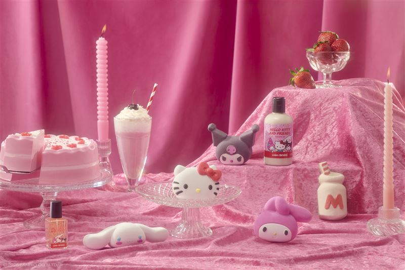 LUSH與Sanrio三麗鷗攜手合作,推出限量版Hello Kitty and Friends系列產品來慶祝友誼的美好。(圖/品牌業者提供)