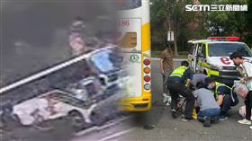 客運司機疑似貪快，原地倒車釀禍。（圖／翻攝畫面）