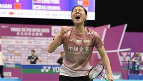 ▲台北女將林湘緹在台北公開賽，爆冷擊敗奧原希望晉級8強，（圖／中華羽協提供）