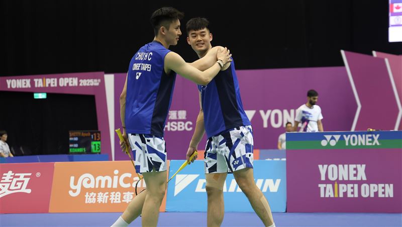 台灣男雙王齊麟、邱相榤在台北公開賽晉級8強，這是兩人本季首次。（圖／中華羽協提供）