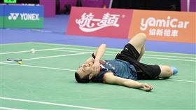 ▲王子維在台北公開賽4強，連續多拍趴地回擊。（圖／中華羽協提供）