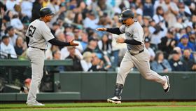 ▲洋基葛林斯欽（Trent Grisham）單場雙響砲。（圖／路透社／達志影像）