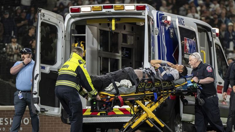 洋基卡布瑞拉本壘受傷　救護車出動載離場