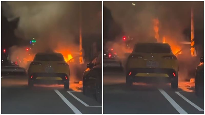 乘客剛下車轉頭傻眼：計程車被火吞了