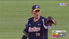 ▲中信兄弟一壘手許基宏向休息室請求挑戰。（圖／翻攝自CPBLYT）