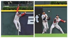 ▲紅襪2位外野手接力沒收全壘打（圖／美聯社／達志影像）