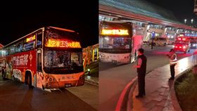 國光客運凌晨從桃機發車時，發生自撞車禍。（圖／翻攝自「爆料公社」臉書社團）