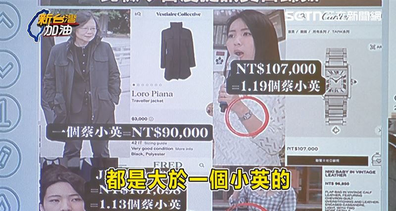 徐巧芯幾項穿搭配件,行情都更勝於蔡英文的風衣。(圖/新台灣加油)