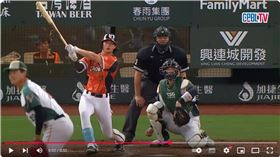 ▲台鋼雄鷹投手施子謙投第1球被擊出三壘安打，因為隊友守備失誤掉分。（圖／翻攝自CPBLTV）