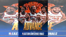 ▲尼克單節轟出38比17的猛攻，提前鎖定勝利，終場就以119：81痛宰綠衫軍，也以4勝2負、在相隔25年後挺進東區決賽，將與溜馬爭奪總冠軍戰門票。（圖／翻攝自X平台 @NBA）