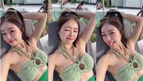 ㄚ頭赴印尼峇里島的庫塔海灘，比基尼美照大解放。（圖／翻攝自ava112411 IG）