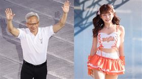 黃仁勳與啦啦隊女神們跳「統一尚勇」後開心與隔壁的芮絲擊掌
