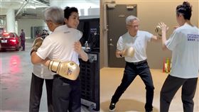 黃仁勳後台擁抱林郁婷！「戴拳套過招」畫面曝光　她驚喊：拳拳到肉▲黃仁勳戴上拳套與林郁婷過招。（圖／翻攝自林郁婷Threads）

