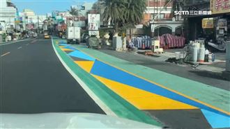 墾丁大街人行道現「藍黃綠色塊」遊客看嘸