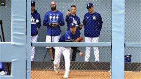 ▲大谷翔平進行練投。（圖／美聯社／達志影像）