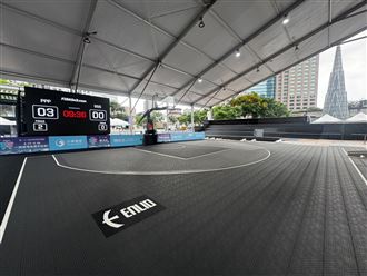 新北市民廣場3對3籃球場　世壯運決賽開打