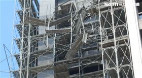 台中南區工地，福田街，拆除，鷹架倒塌　工人13樓墜落，2OHCA、2重傷，(圖／翻攝畫面)