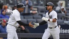 ▲洋基新秀維瓦斯（Jorbit Vivas）敲出生涯首轟。（圖／美聯社／達志影像）