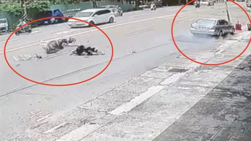 驚悚撞擊瞬間曝！台中男疑毒駕撞女外送員