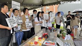 還路於民行人路權促進會到場進行祈福祝禱，並呼籲四大訴求。（圖／記者黃翎瑄攝）