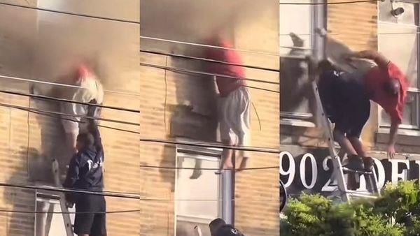 紐約消防梯突收回　受困男踩空摔死畫面曝