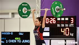▲「健力女神」陳又榕參加世壯運舉重，挺舉第3把40公斤被判失敗，最終成績38公斤。（圖／記者劉彥池攝影）