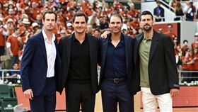 ▲法網致敬納達爾（Rafael Nadal），網壇四大天王重聚。（圖／美聯社／達志影像）