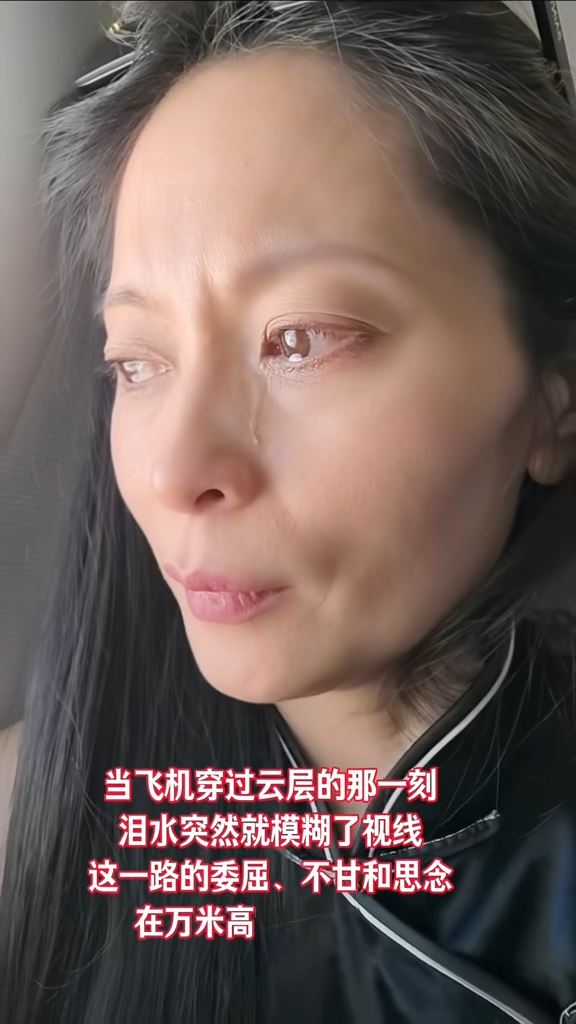 亞亞搭機爆哭。（圖／翻攝自亞亞抖音）