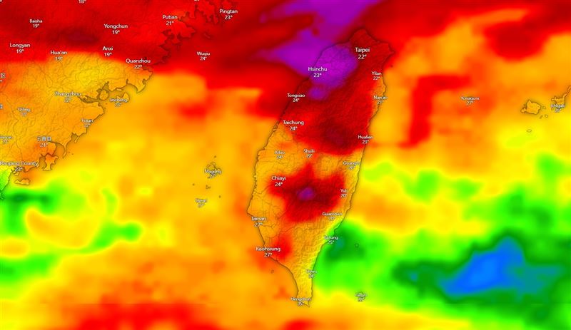 週三、週四迎接雨彈,全台下到一片橘紅。(圖/翻攝自「台灣颱風論壇|天氣特急」臉書)