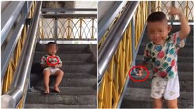 1名4歲男童在橋下抽菸，嚇到散步的路人。（翻攝自臉書@ทันข่าวกับเทยไทย）