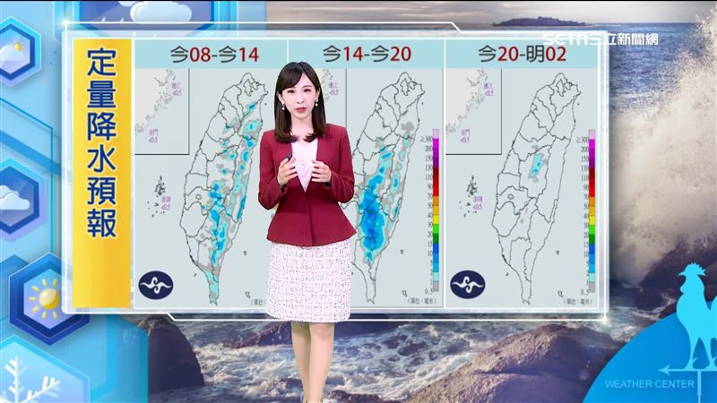滯留鋒慢慢遠離，讓明日白天整體雨勢偏少