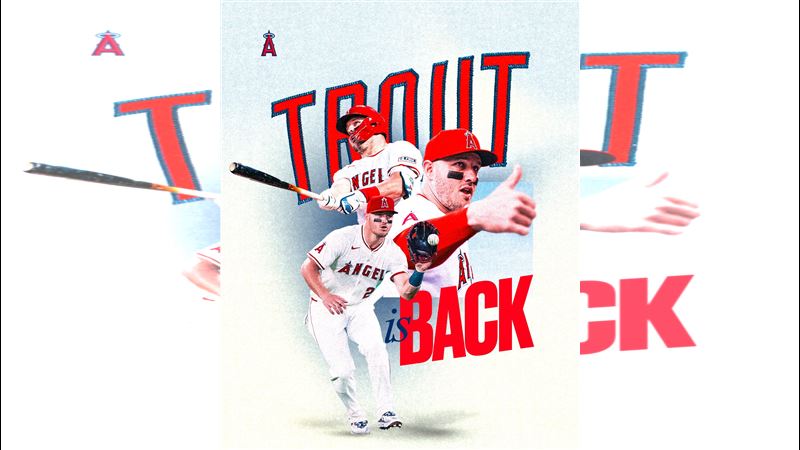 楚奧特（Mike Trout）傷癒歸隊首戰就敲安。（圖／翻攝自天使推特）